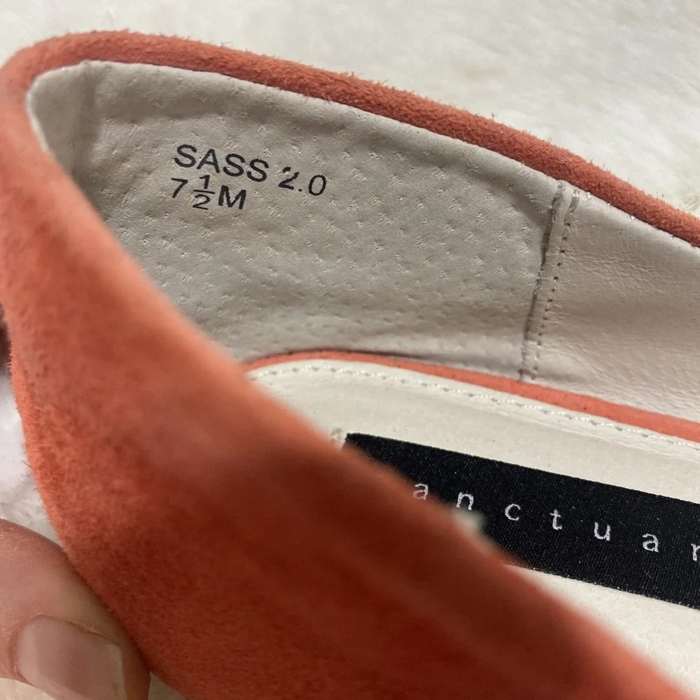 Sanctuary Sass 2.0 Orange Suede dOrsay‎ Loafer Flats Pointed Toe Size 7.5M